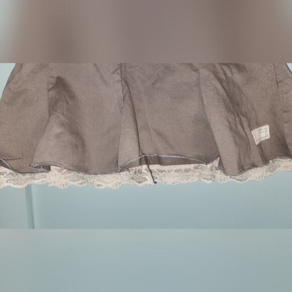 Odd Molly Boho Grey Skirt Lace Bottom Stripes Ribbon Waist Size 2 - Picture 4 of 15
